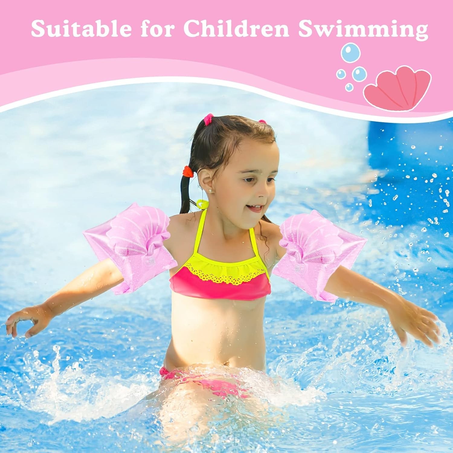 Cute Scallop Inflatable Arm Bands for 3-6 Olds – Enhance Swimming Skills