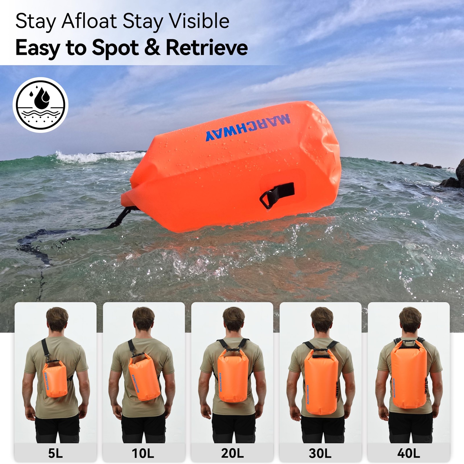 Waterproof Dry Bag 5L-40L Floating Roll Top Sack for Outdoor Gear