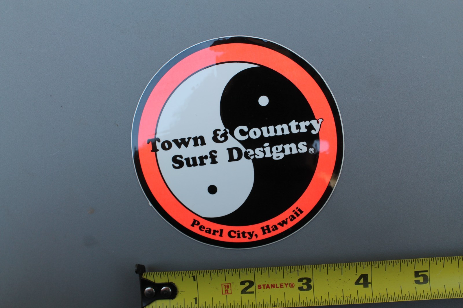 T&C Town Country Surf Designs Hawaii Neon Orange 80s V1A Vintage Surfing STICKER