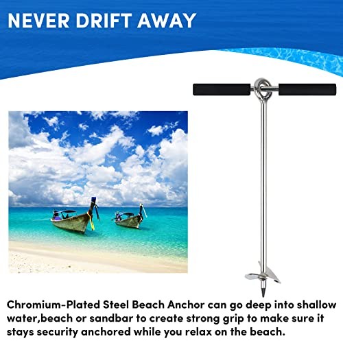 Sand Anchor for Boat, Beach Anchor Boat Sand 18inch Chromium-Plated Steel