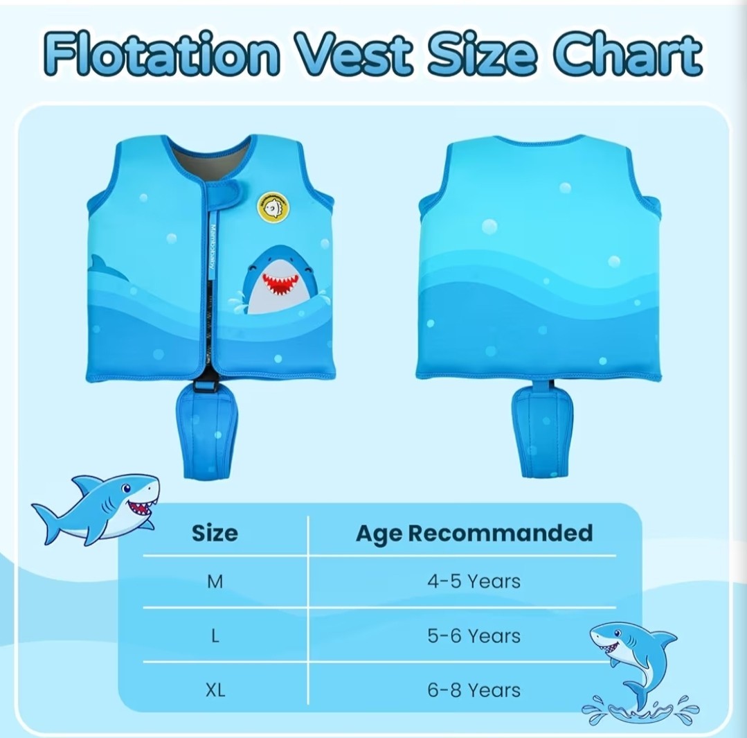New MamboBaby Kids Swim Vest w/ Built In Detachable Buoyancy Boards, 5-6 Years