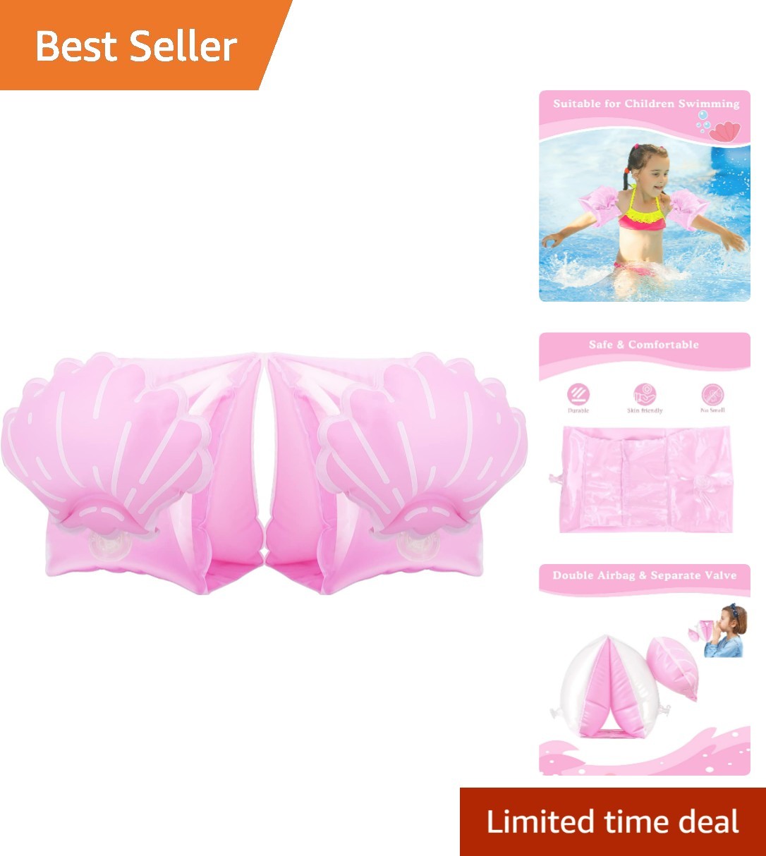 Inflatable Armbands for Kids Aged 3-6, Pool Arm Floatie Sleeves Floater Tube …