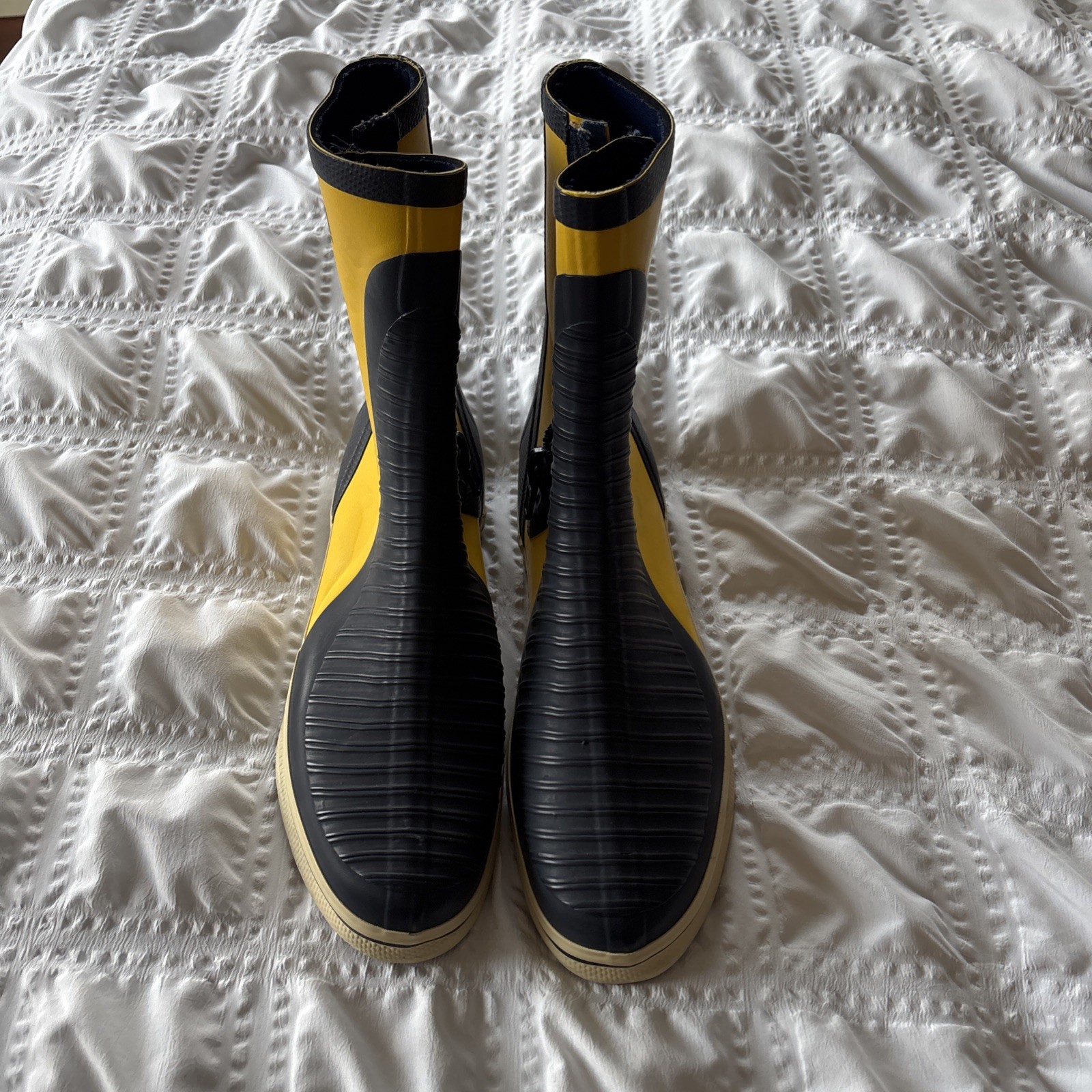 GILL Yellow Blue Side Zip Competition Sailing Deck Rubber Boots Men’s Size 13