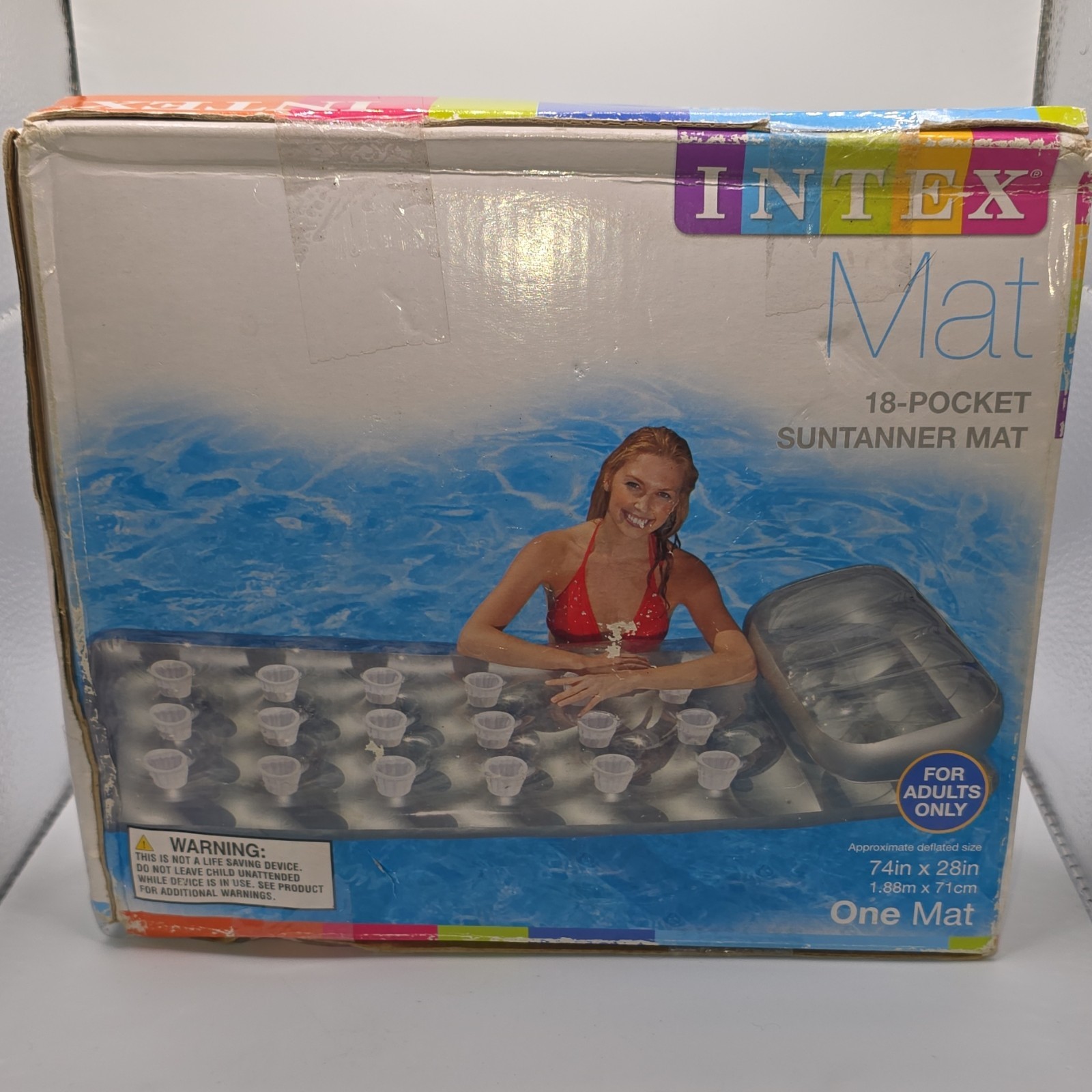 Intex 18-Pocket Suntanner Mat Inflatable Swimming Float 74in x 28in