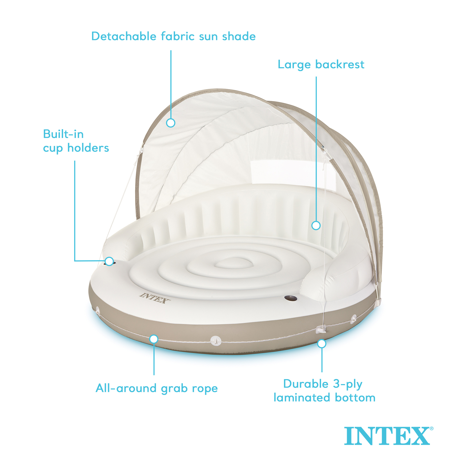 Intex Canopy Island 78″ X 59″ Inflatable Water Lounge Raft 58292EP (Open Box)
