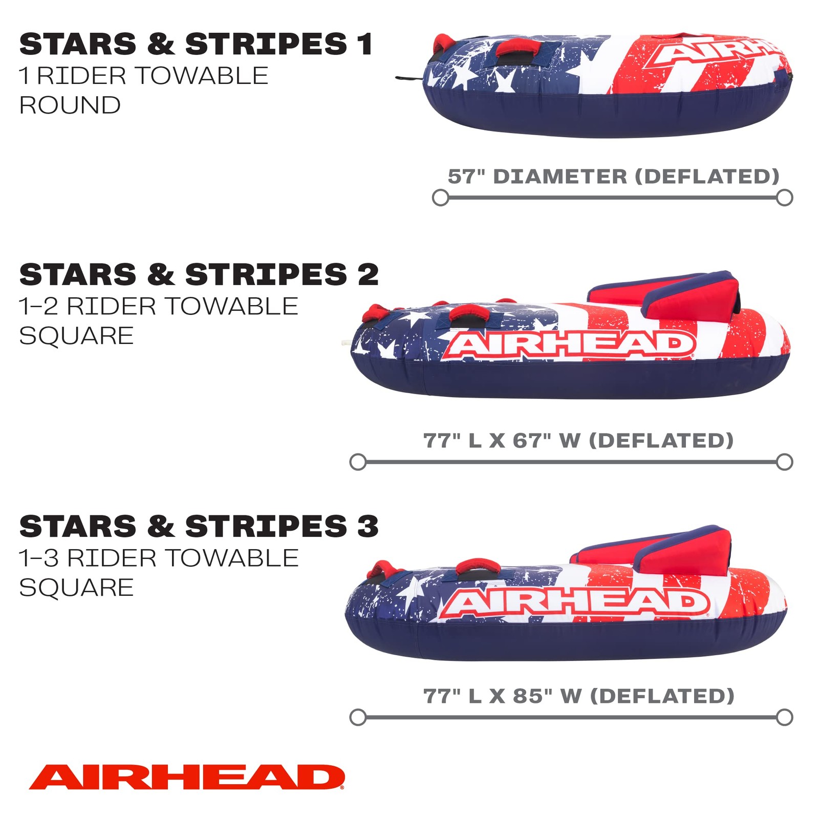 Sportsstuff Airhead Stars And Stripes 1 Towable 1 Rider Tube For Boating And