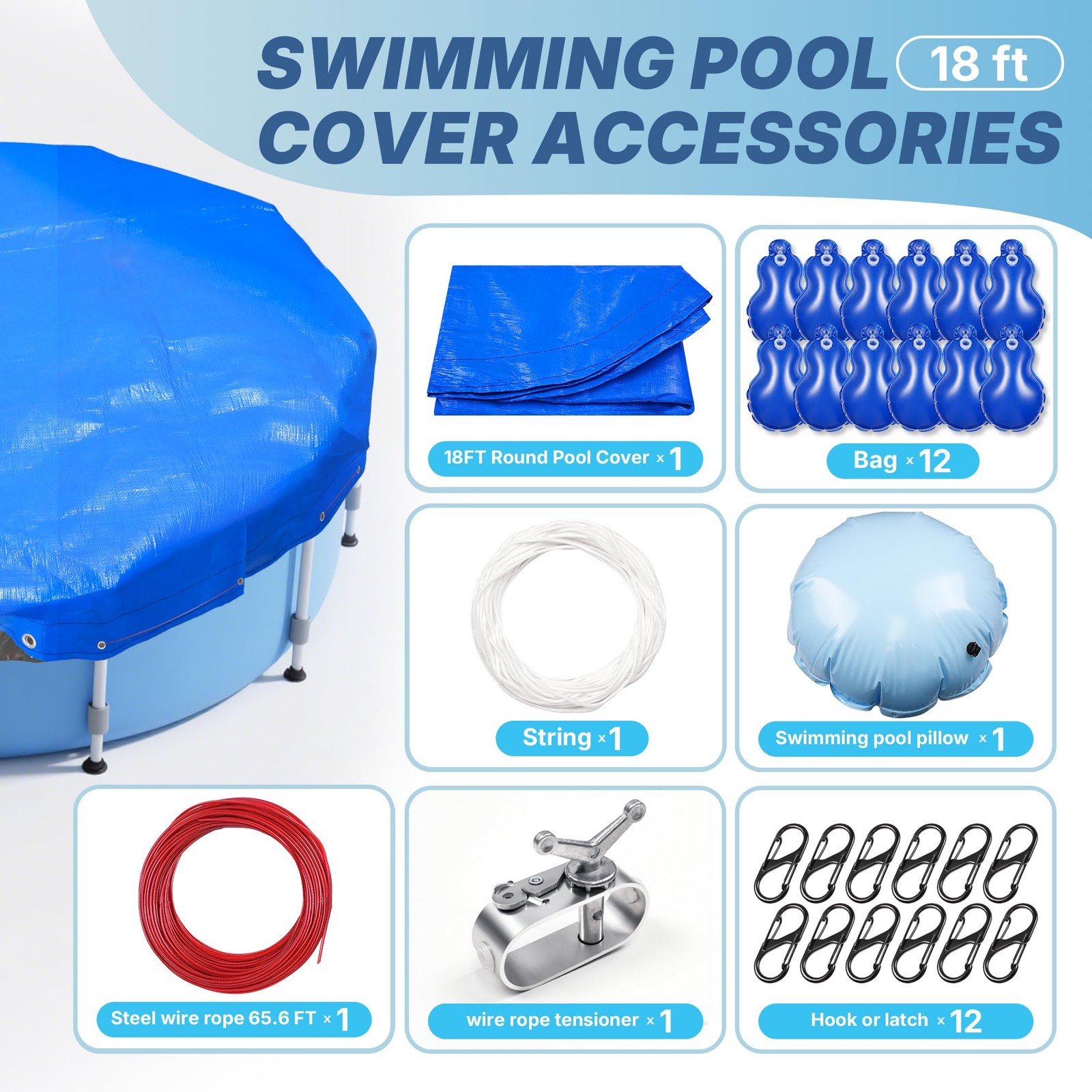 18′ Round Pool Cover for Above Ground Pools – Winter Above Ground Pool Cover …