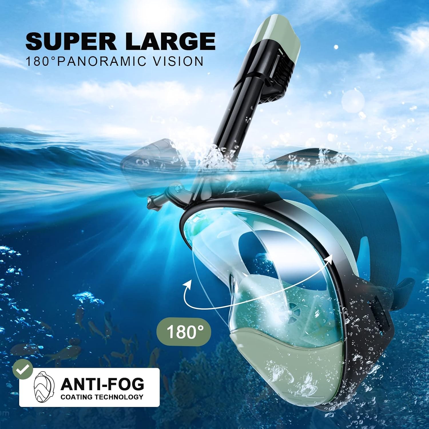 Odoland Snorkeling Packages, Full Face Snorkel Mask for Adults & Youth with Came
