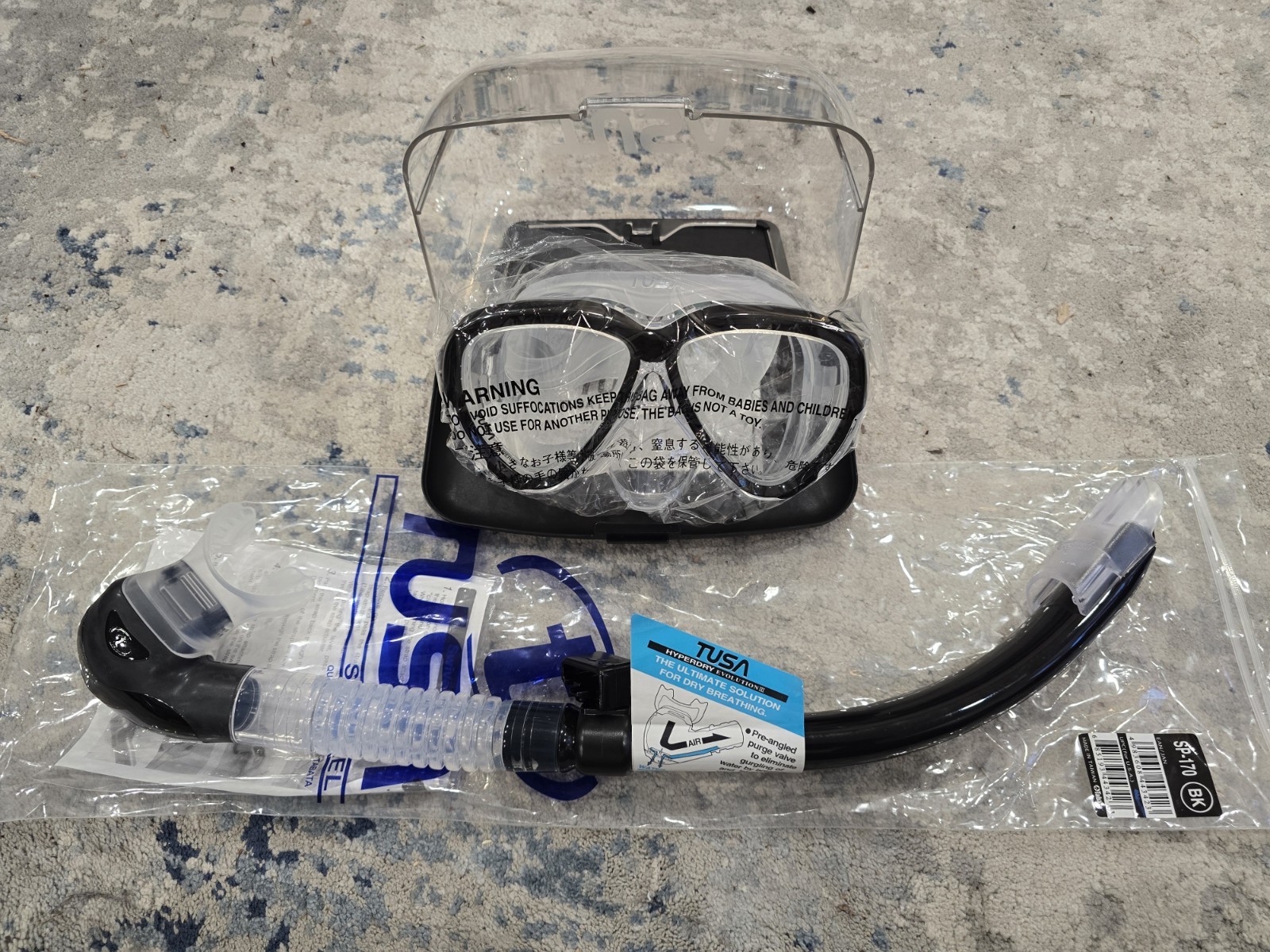 TUSA M2004QB INTEGRA MASK AND SP170QB PLATINA II HYPERDRY SNORKEL SET BRAND NEW