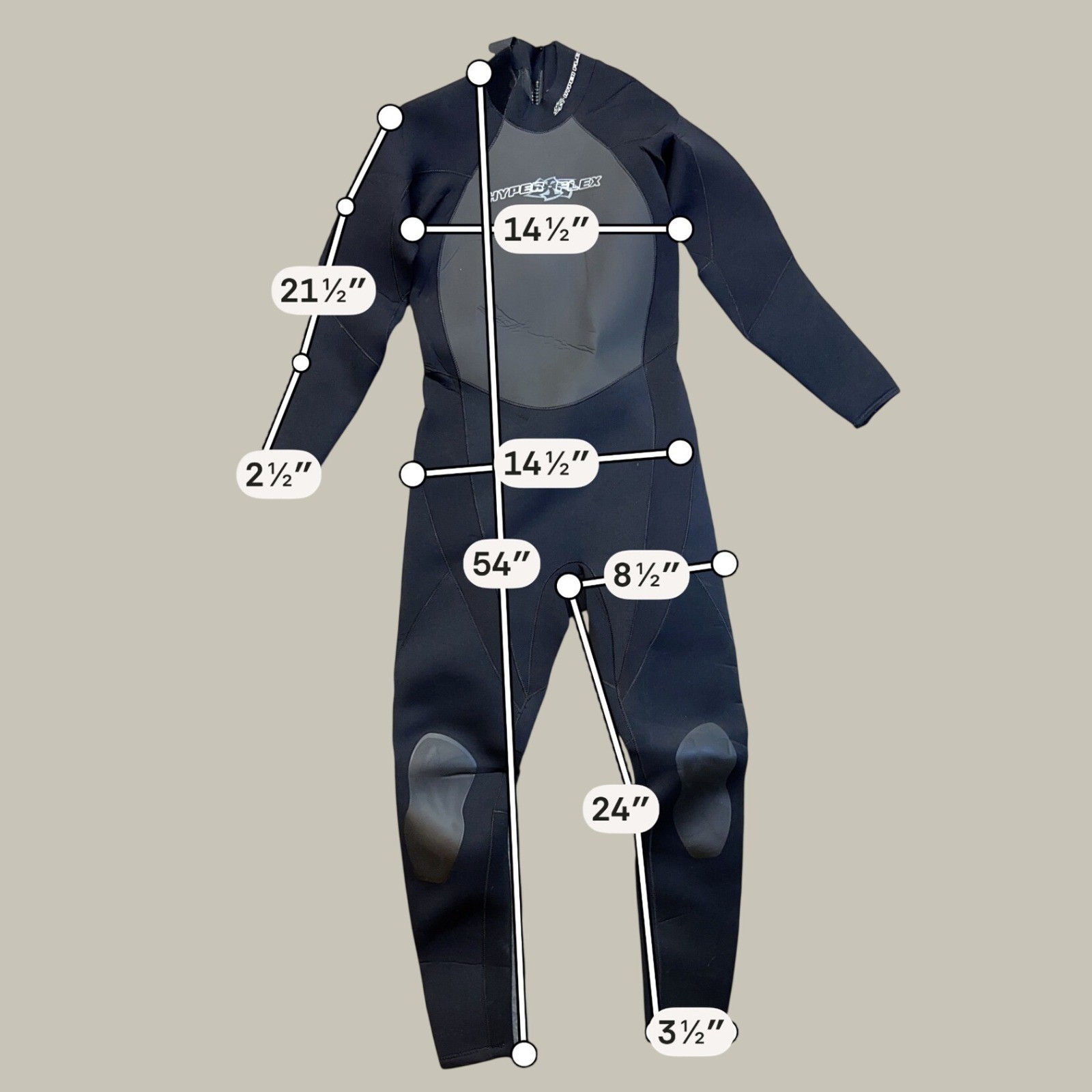 Hyperflex Wetsuit Men Medium Black Full Body Back Zip XC843MB Neoprene