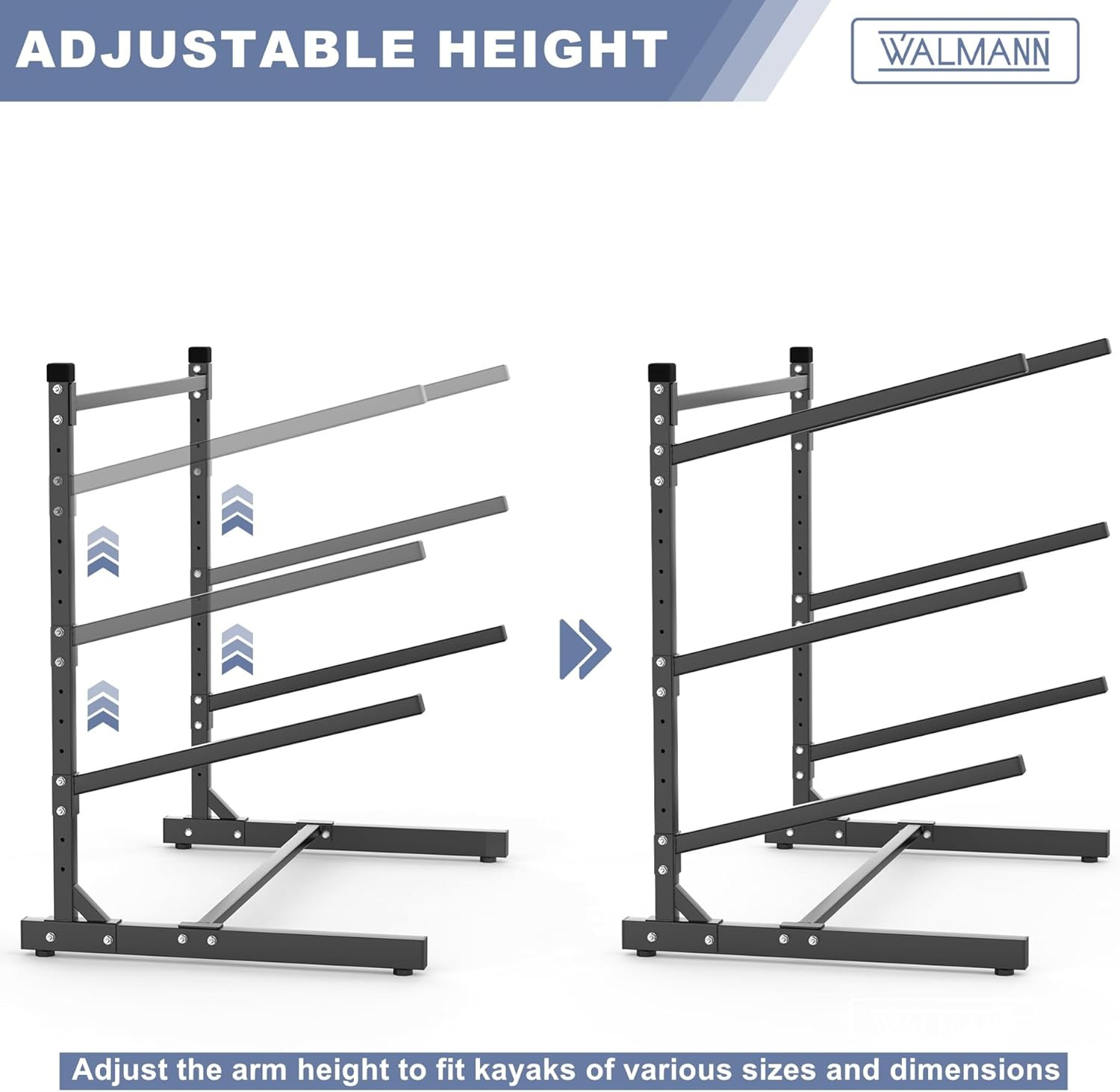 Garage Kayak Rack, Heavy-Duty Metal Kayak Storage Rack Adjustable Freestanding K