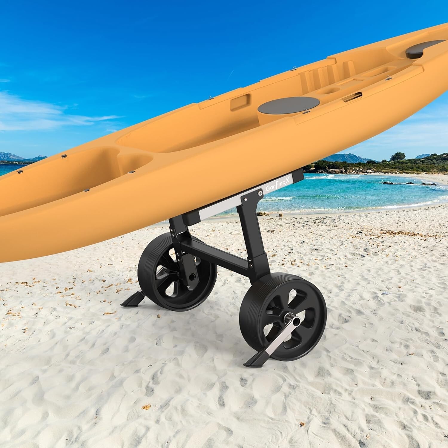Upgraded Foldable & Aluminium Kayak Cart Dolly Equipped with Elastic Straps