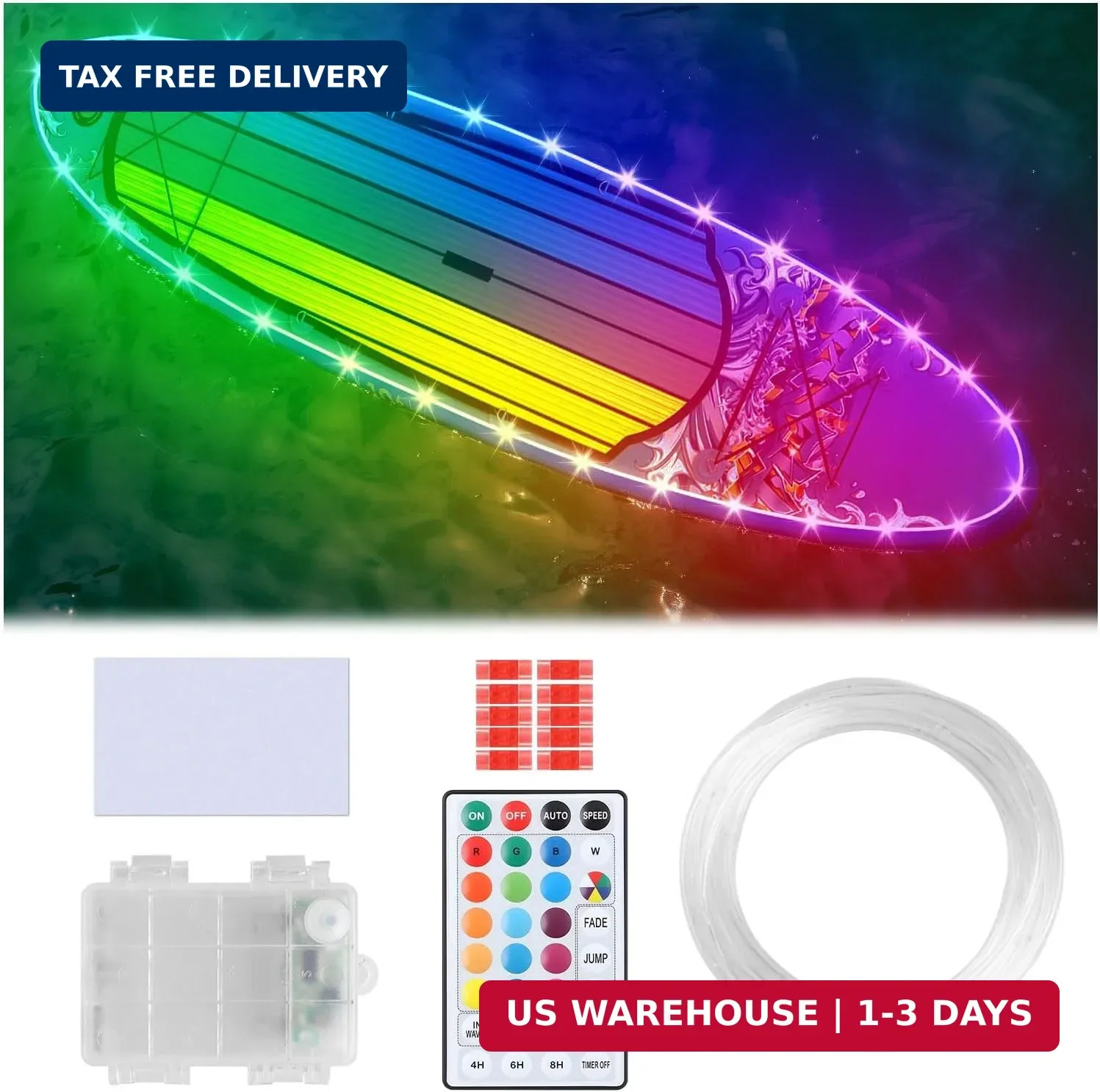 22 Ft Kayak Paddle Board Lights, Battery Operated Led Boat Interior Lights with