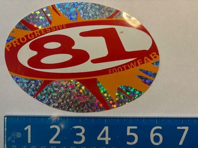 Vintage Rare PROGRESSIVE 81 FOOTWEAR Sticker Decal Surfing Skateboard Snowboard