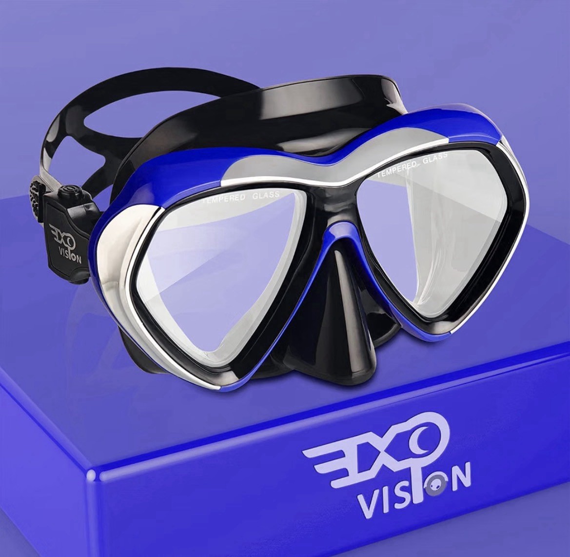 EXP Vision Scuba Diving Mask Tempered Glass Snorkel Anti-Fog Swim