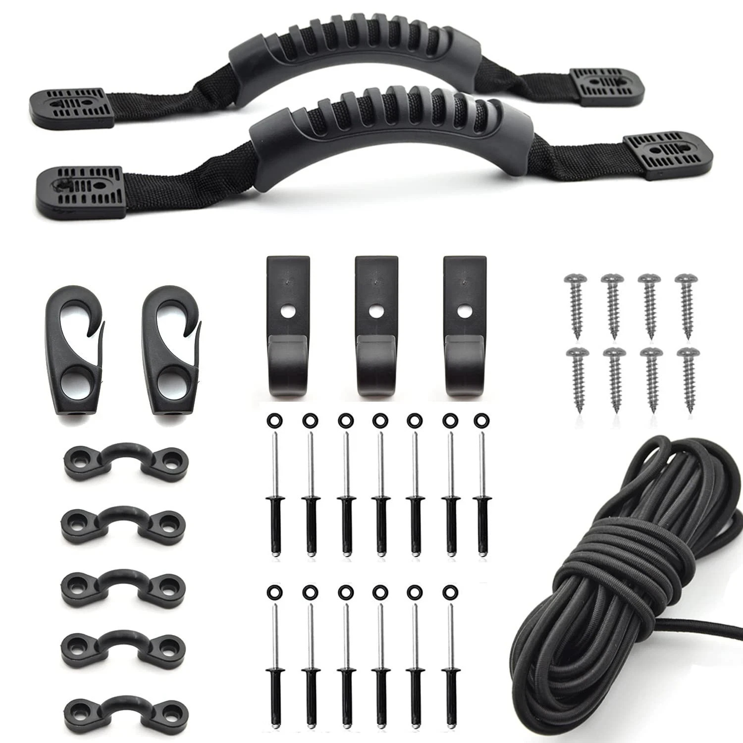 Kayak Carry Handle Rigging Kit Canoe Handles 15FT 6mm Elastic Bungee Replacement
