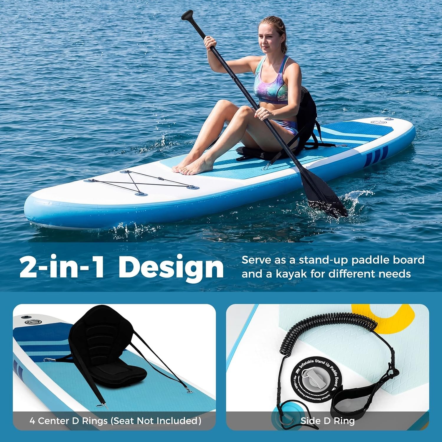 11FT Inflatable Paddle Board W/ SUP Accessories Stand Up Paddle Board