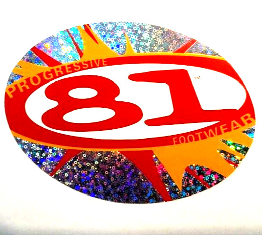 Vintage Rare PROGRESSIVE 81 FOOTWEAR Sticker Decal Surfing Skateboard Snowboard