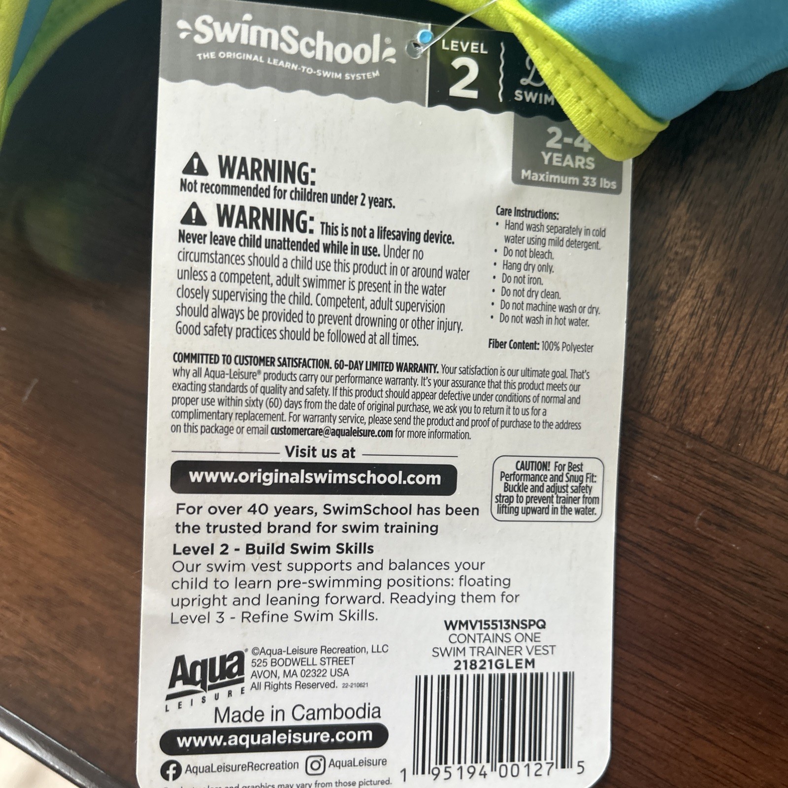 Lot Of Two Swim School Trainer Life Vest Age 4-6 Years 33lbs Max 33 Pounds Nwt
