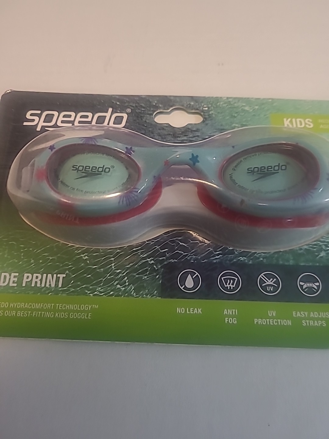 New Speedo kids 3-8 Kids Swim goggles – glide print – Starburst Jade