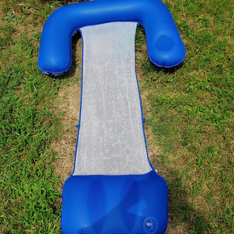 Aqua 3-in-1 Pool Float Lounge Chair Inflate Mesh Hammock Blue Floral Pineapple
