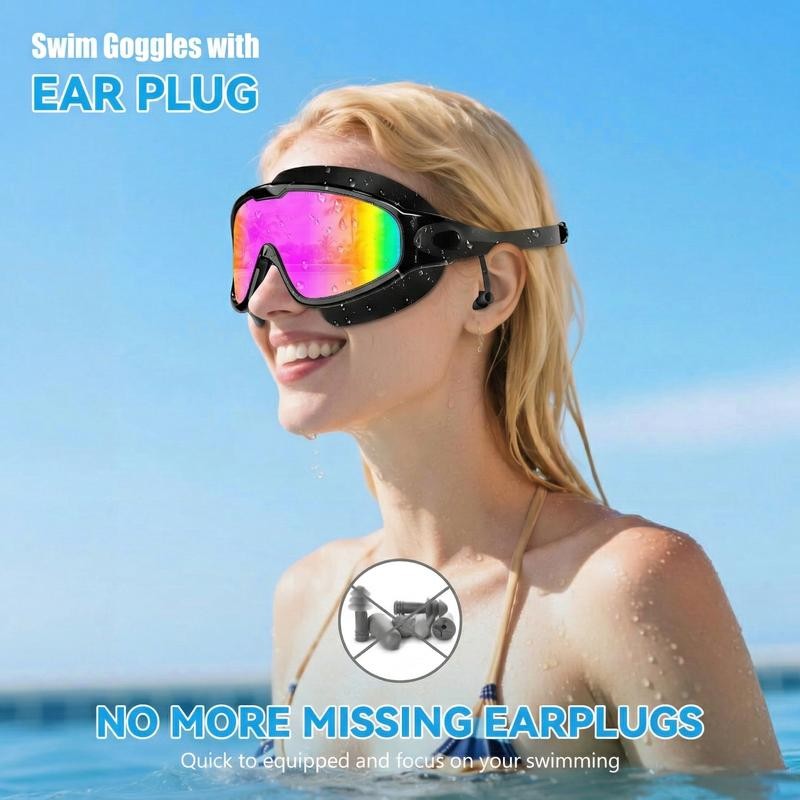 2 Pairs of Wide View Swimming Goggles, Anti-Fog/UV No Leak for Men & Women