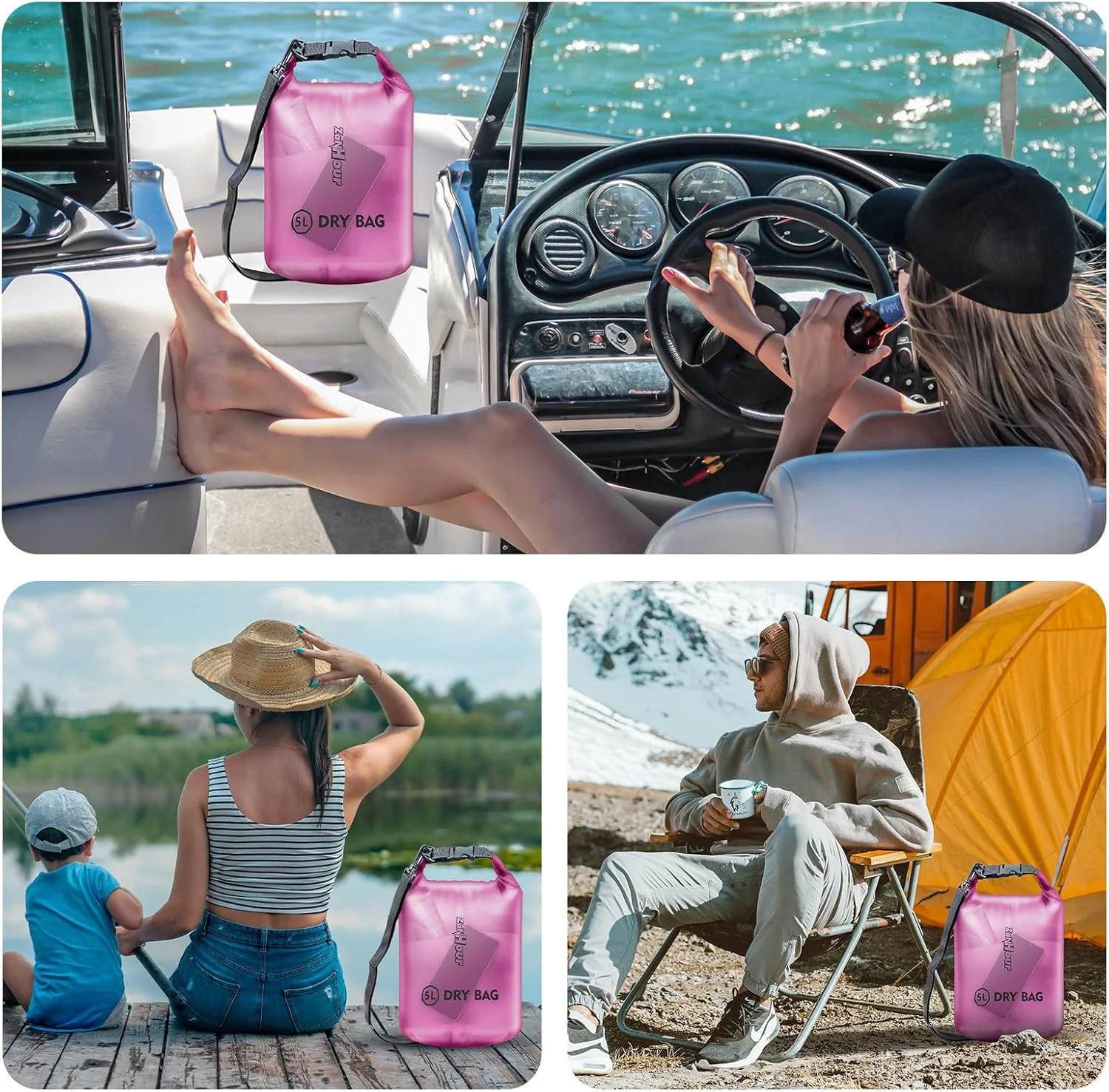 Waterproof Dry Bag – Roll Top Transparent Storage Bag,2L/5L/10L/20L,Suitable for