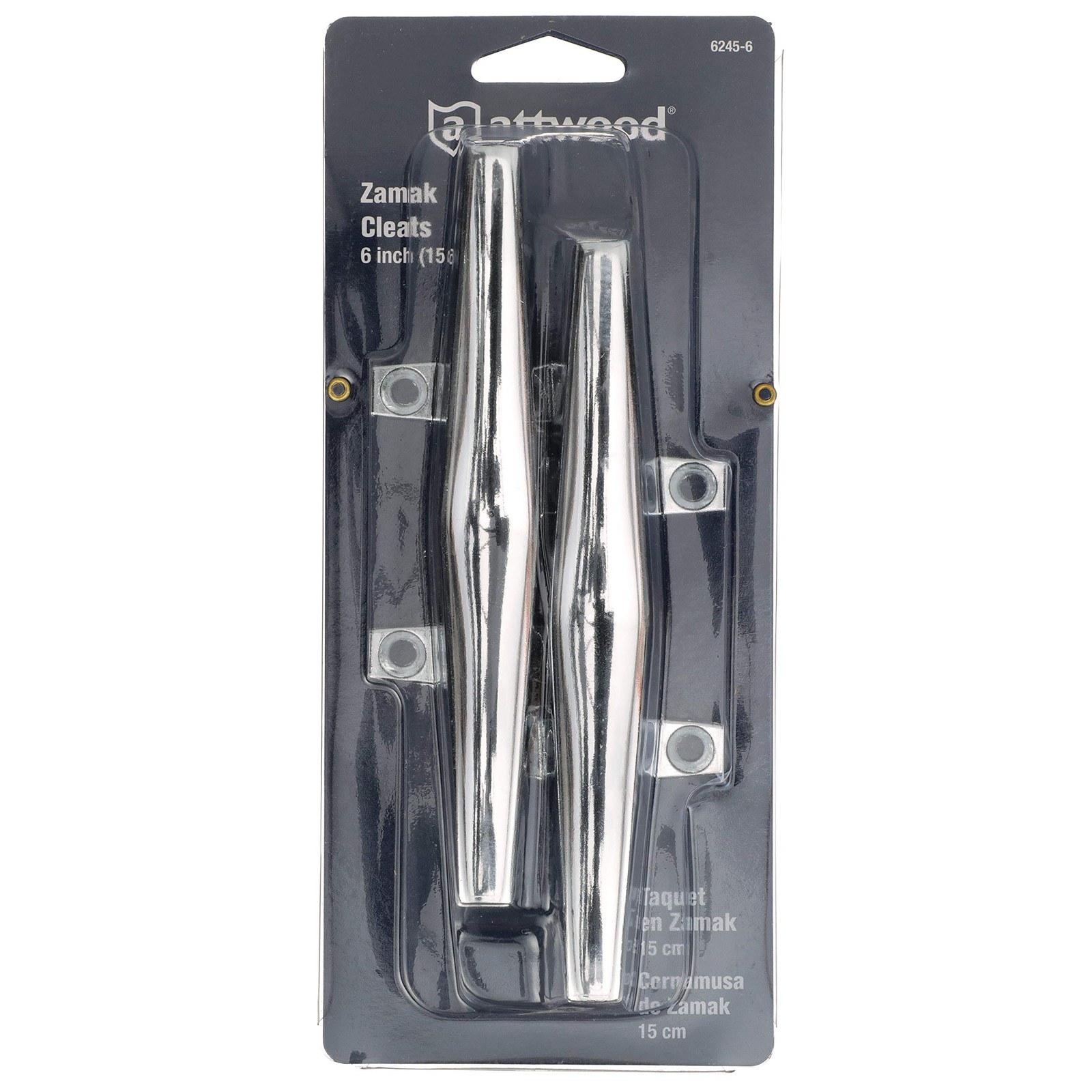 Attwood 6245-6 Chrome-Plated Zinc Cleats, 6 Inches Long, 2 3/32 inches Wide, …