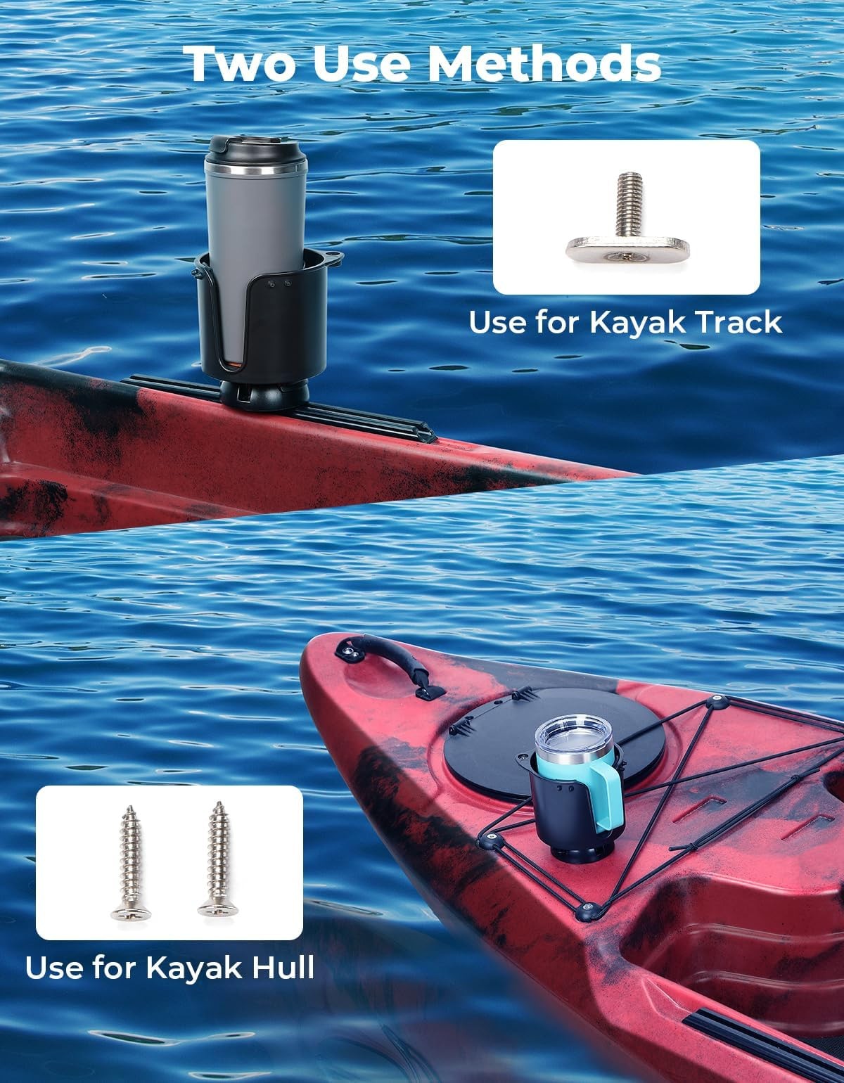 KEMIMOTO Kayak Cup Holder With Track Mount Install, Drink Holder With Anti-Sl…