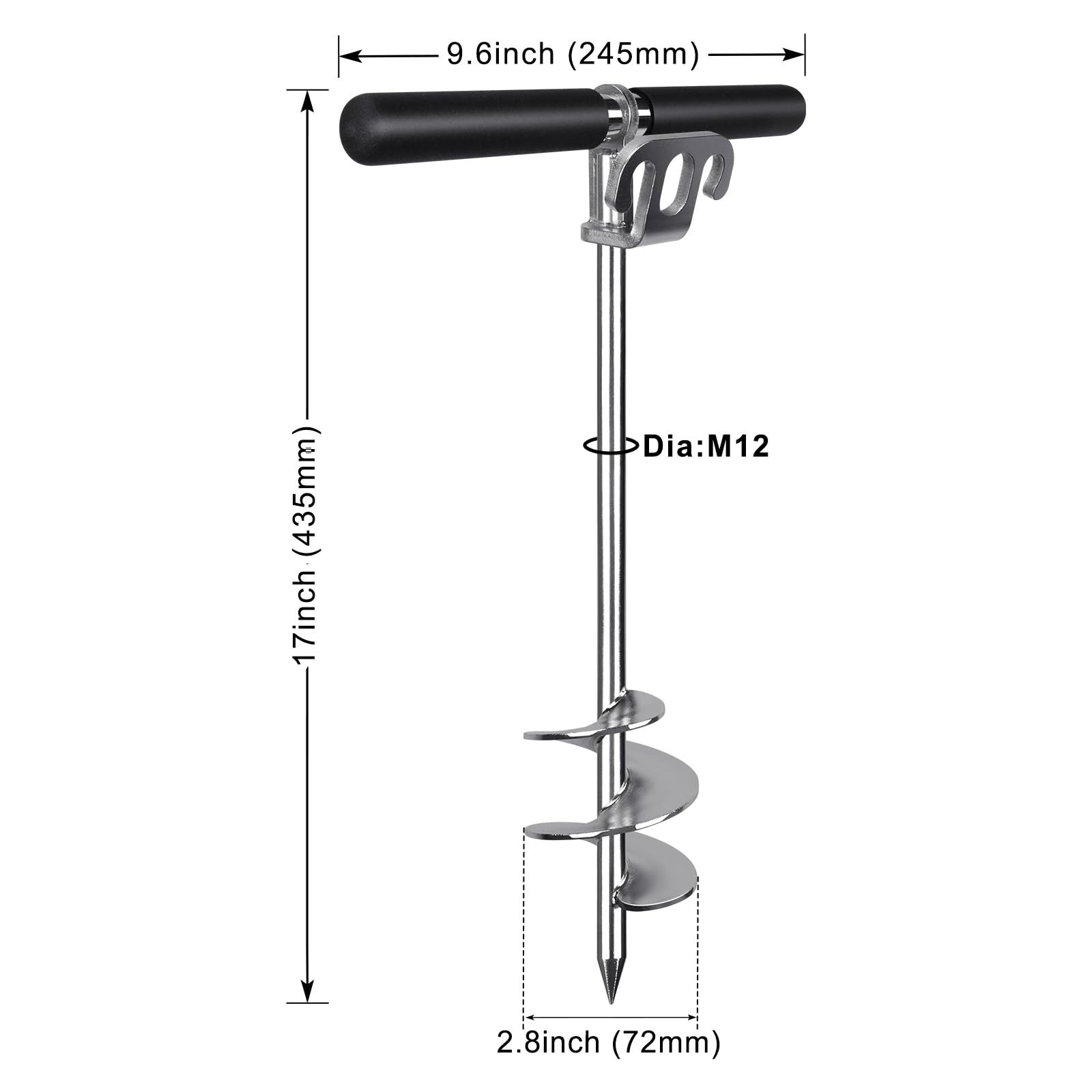 Dolibest 304 Stainless Steel Boat Sand Anchor, 17″ Fully Welded Screw-in Sand An
