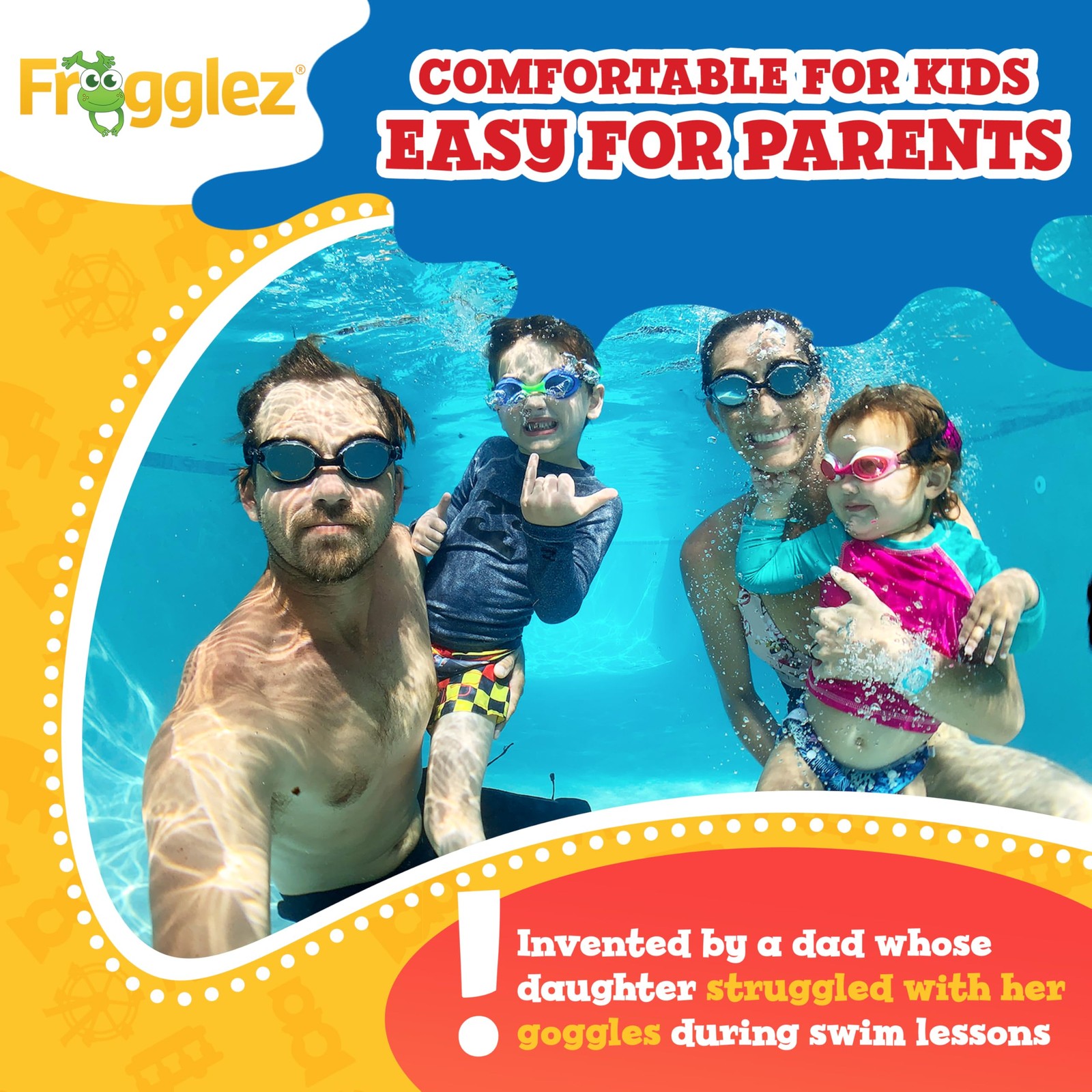 Frogglez Kids Swimming Goggles – Anti-Fog, Leakproof, Ages 3–10, 100% UV Prot…