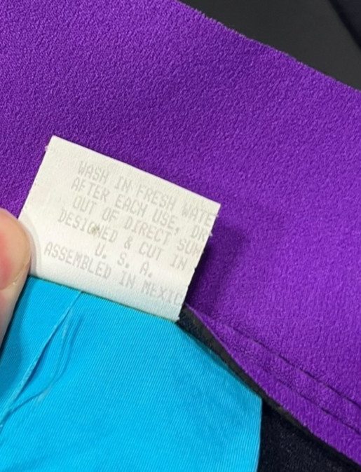 Vtg SLIPPERY WHEN WHEN Teal/Purple Neoprene FULL-ZIP WETSUIT TOP Rash Guard Adul