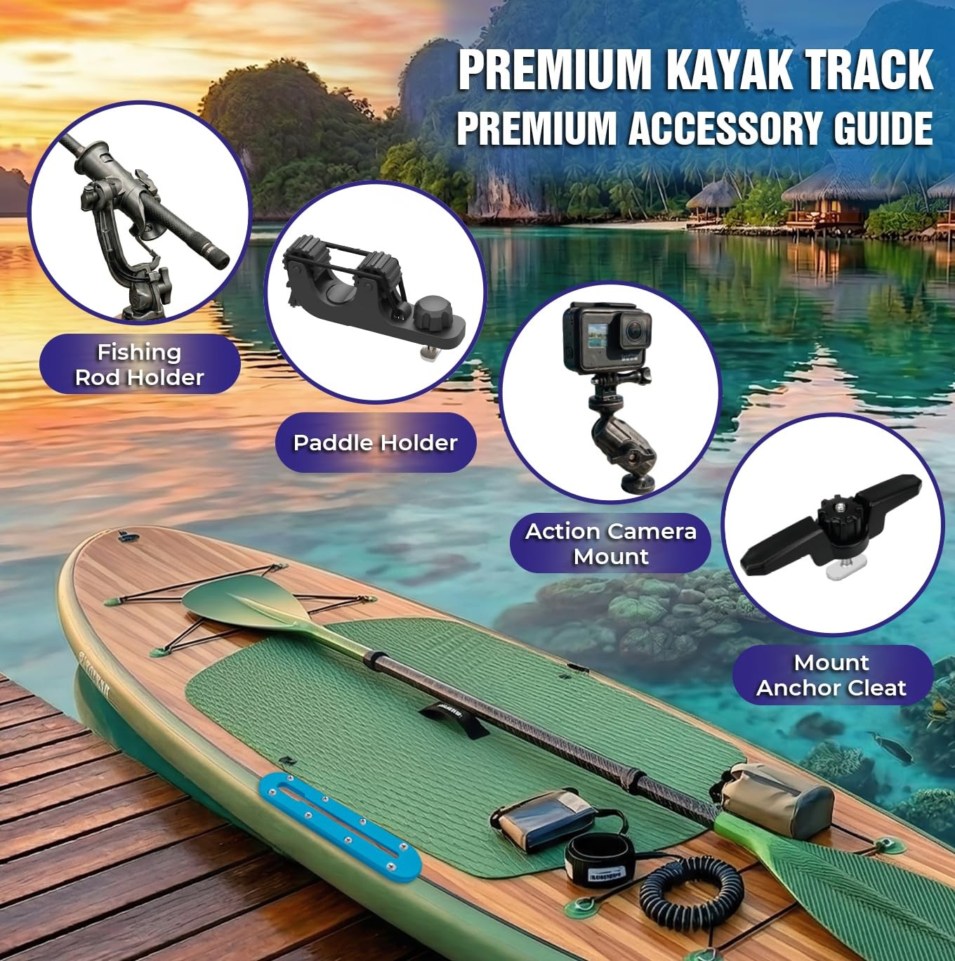 6-Pack Kayak Track Mount Accessories Kit -Universal Rail System for Kayak Fis…