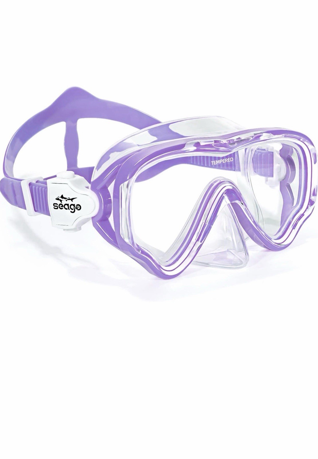 Seago Swim Goggles Tempered Glass Wide Vision 180° Anti-Fog UV Purple