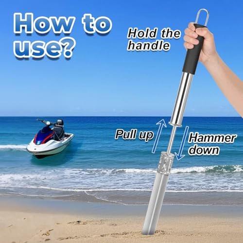 Sand Spike Boat Anchor Slide Hammer Anchor Beach Shore 30″ Sand Anchor Kit