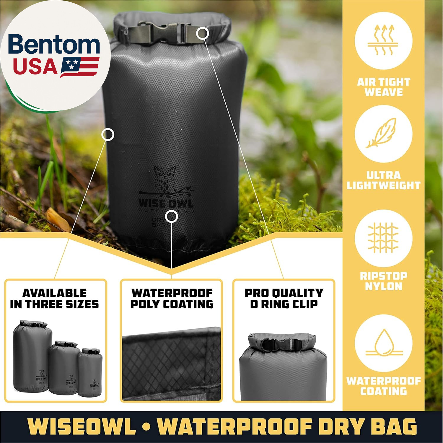 Waterproof Dry Bag 3-Pack – Lightweight & Airtight 5L/10L/20L Small & Large Dry