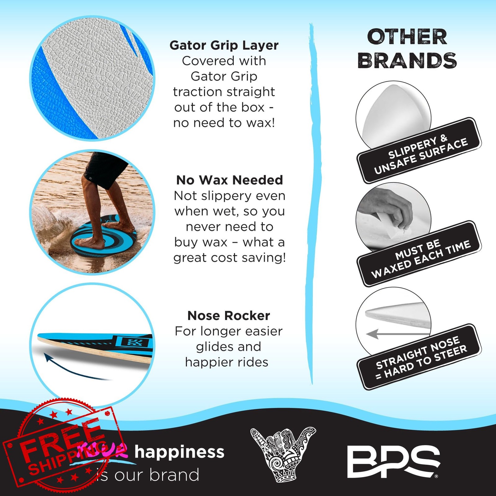 BPS Koru Skimboard Black 35 Inch