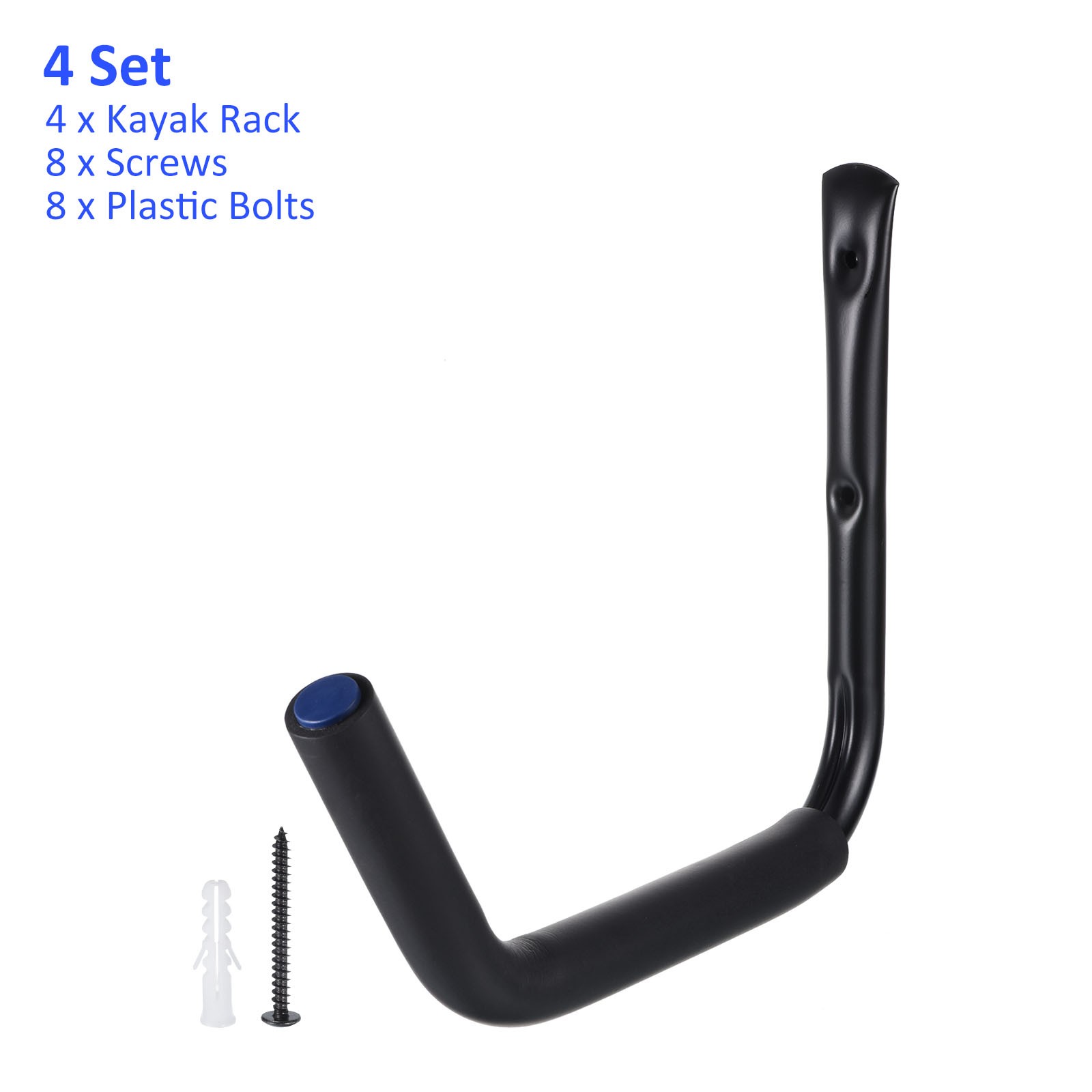 4 Pack Kayak Storage Racks Wall Mount Kayak Hooks Garage Canoe Hangers 15″ Black