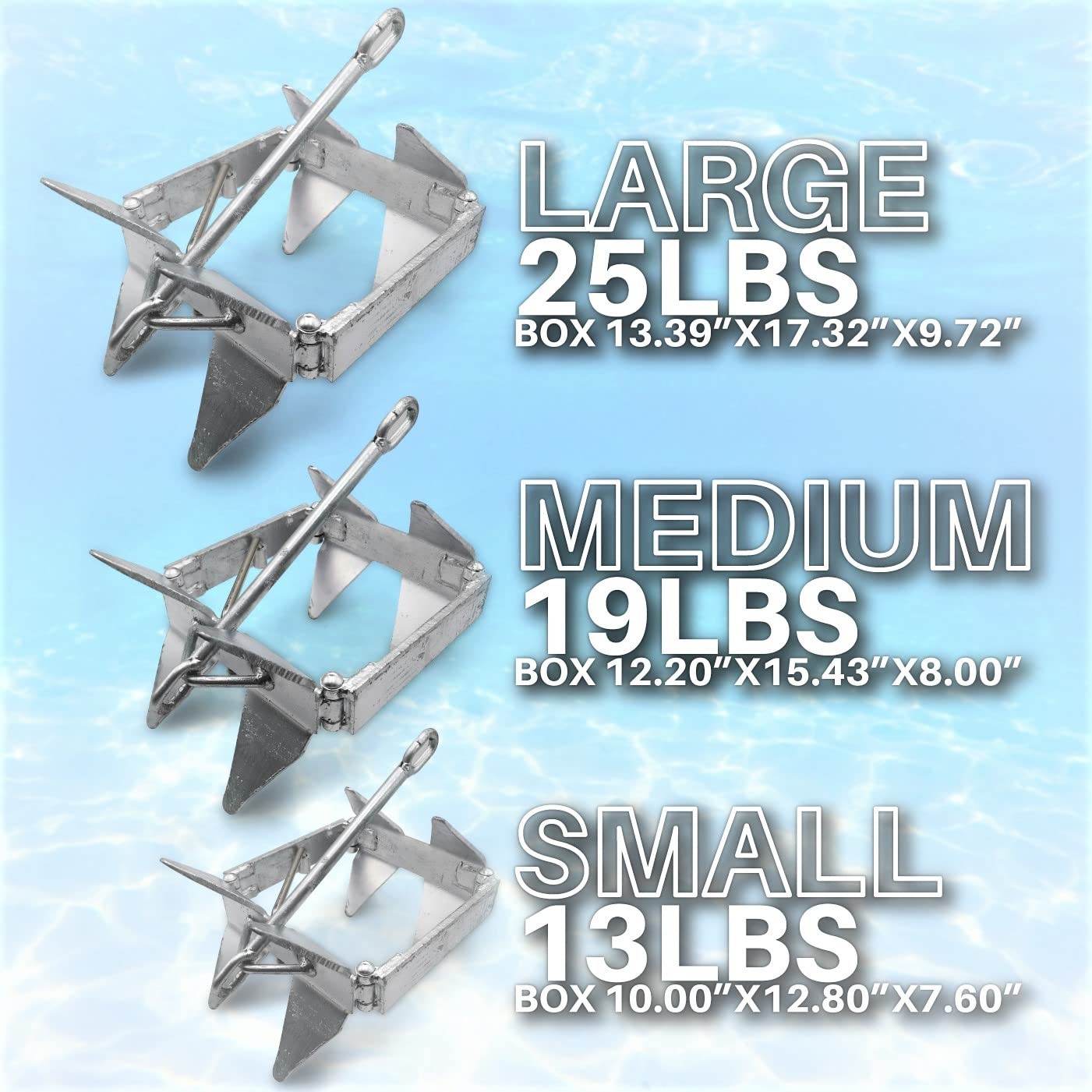 Anchor for Boats 13 lb Galvanized Steel Folding Pontoon Boat Anchor, Holds Bo…