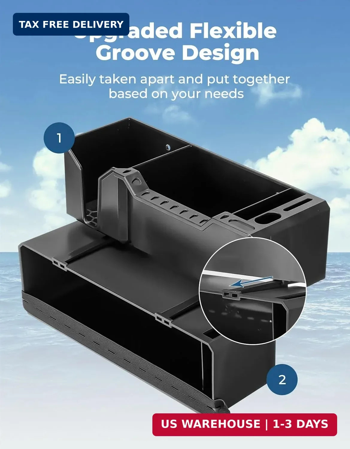 KEMIMOTO Boat Cup Holder, Upgraded Boat Caddy Organizer with Flexible Groove, Ma