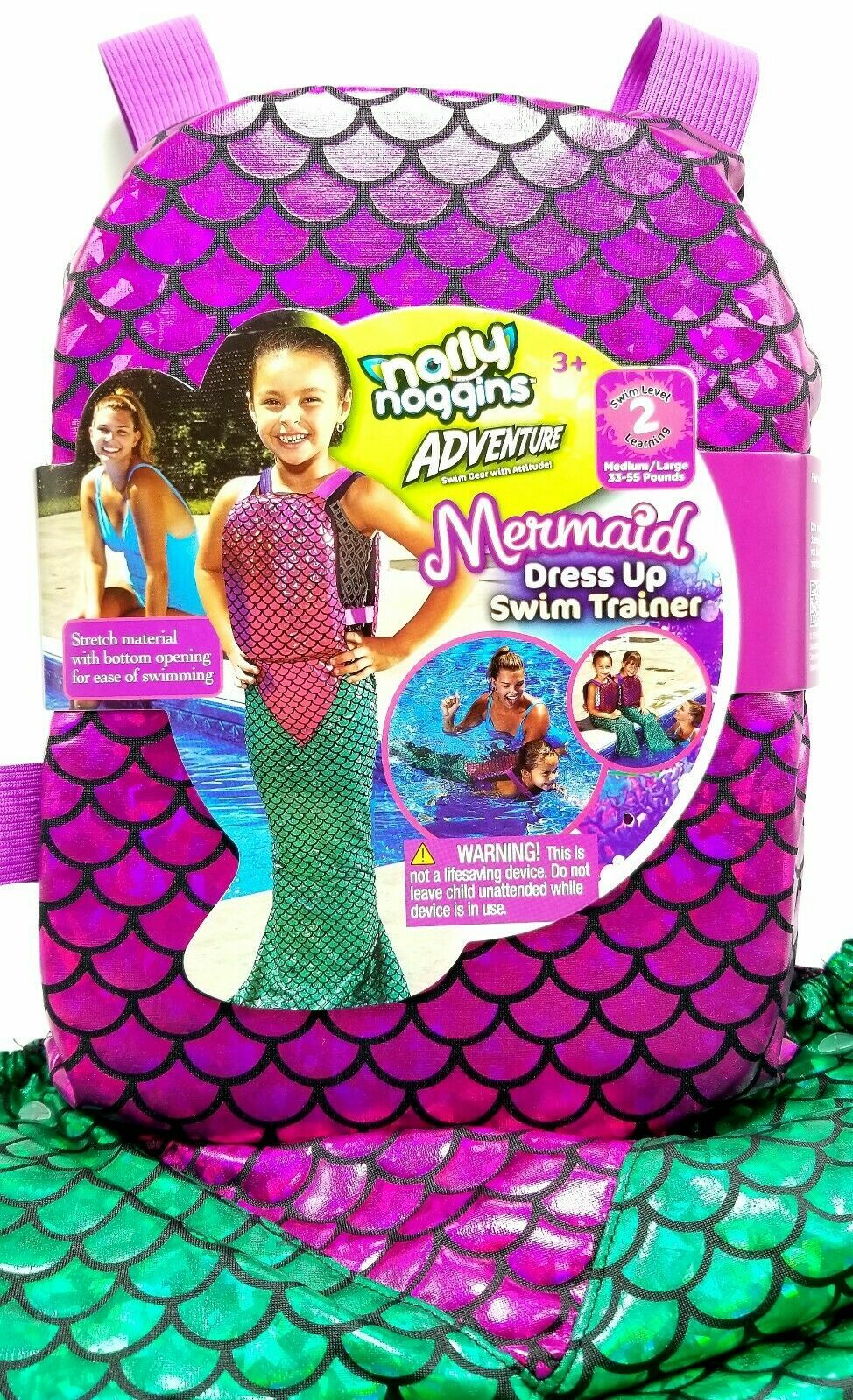 Mermaid Swim Trainer‎ Level 2 Medium/Large 33-55 Pounds Narly Noggins Adventure