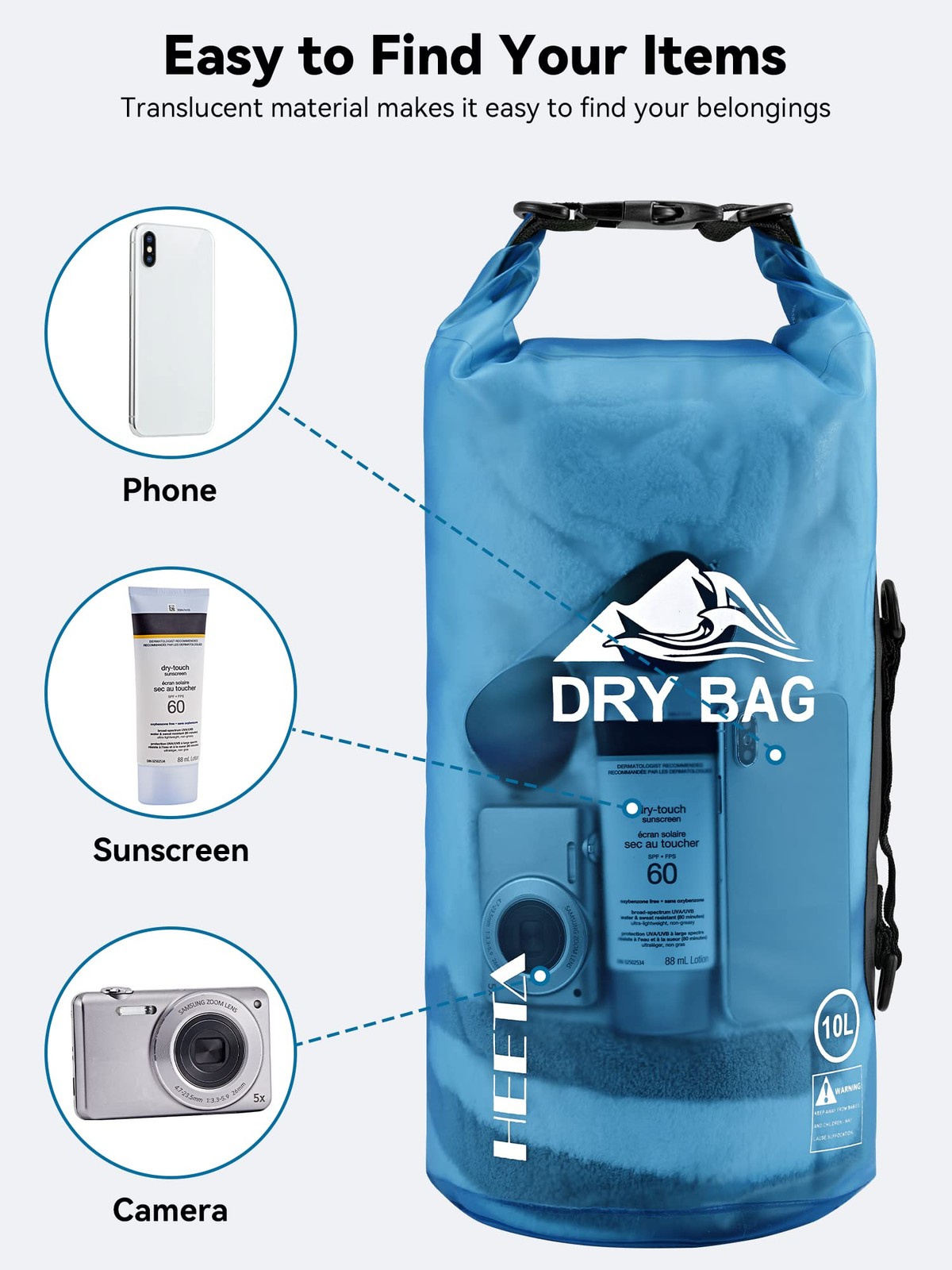 Dry Bag Waterproof for Women Men, Roll Top Lightweight Dry Storage Bag Backpa…