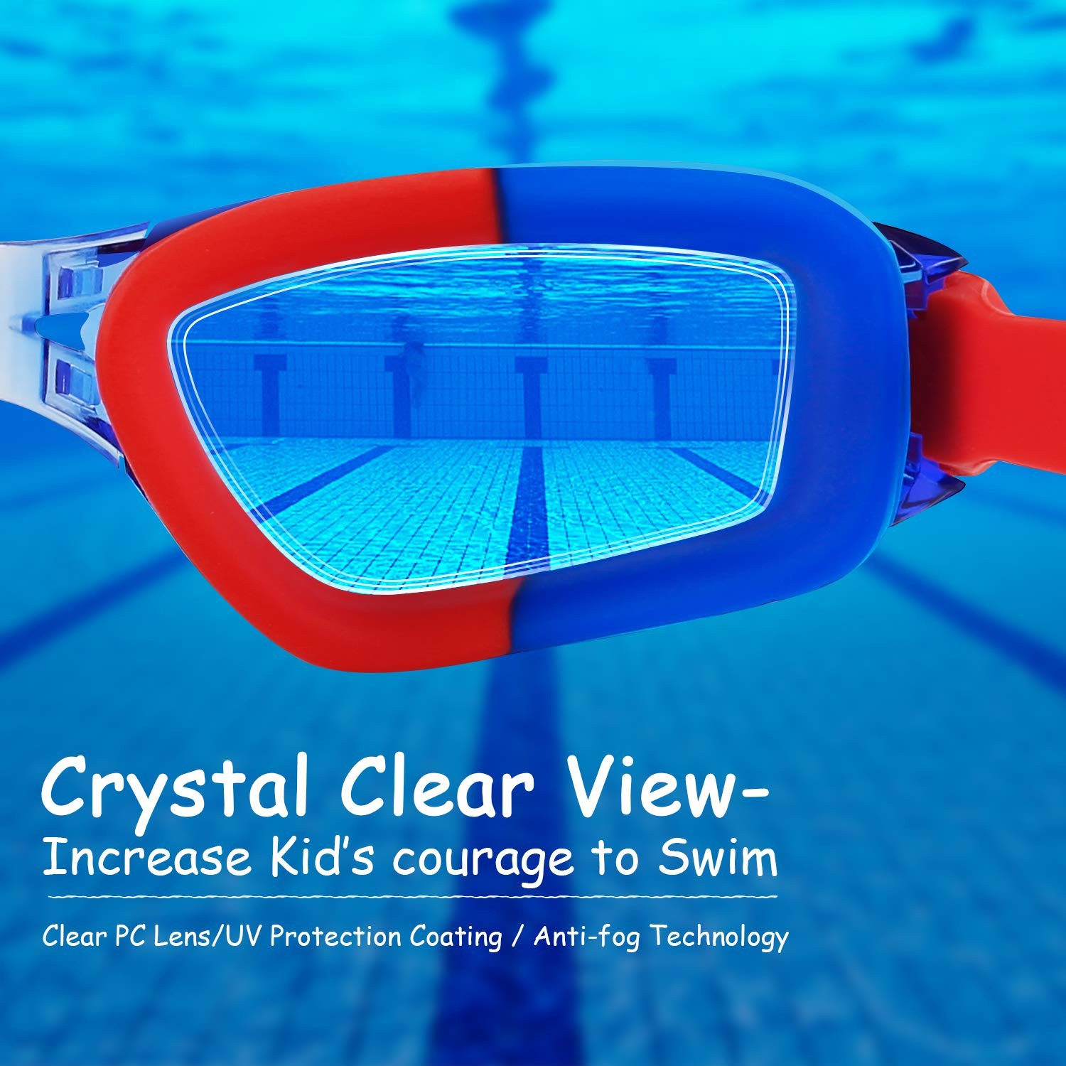 COOLOO Kids Swim Goggles, 2 Packs 02.black Red/Clear Lens&blue Lens