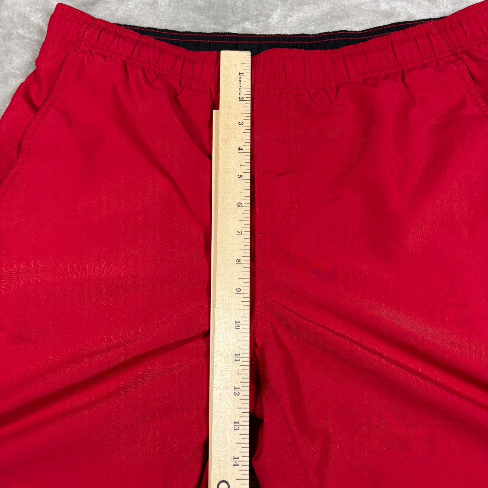 Vintage Nike Swim Shorts Men Small Red Black Silver Tag Board Trunks Embroidered