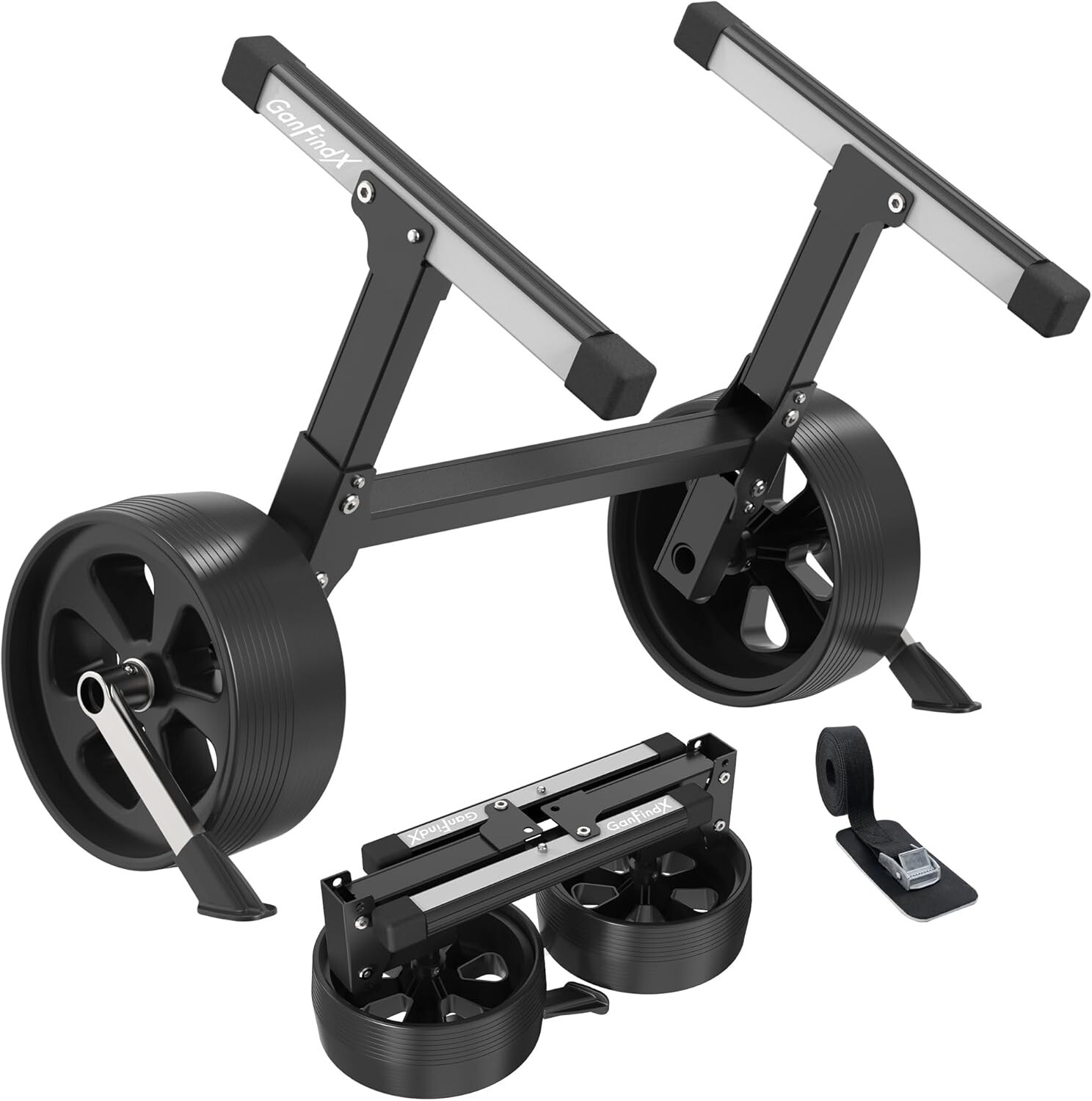 Upgraded Foldable & Aluminium Kayak Cart Dolly Equipped with Elastic Straps