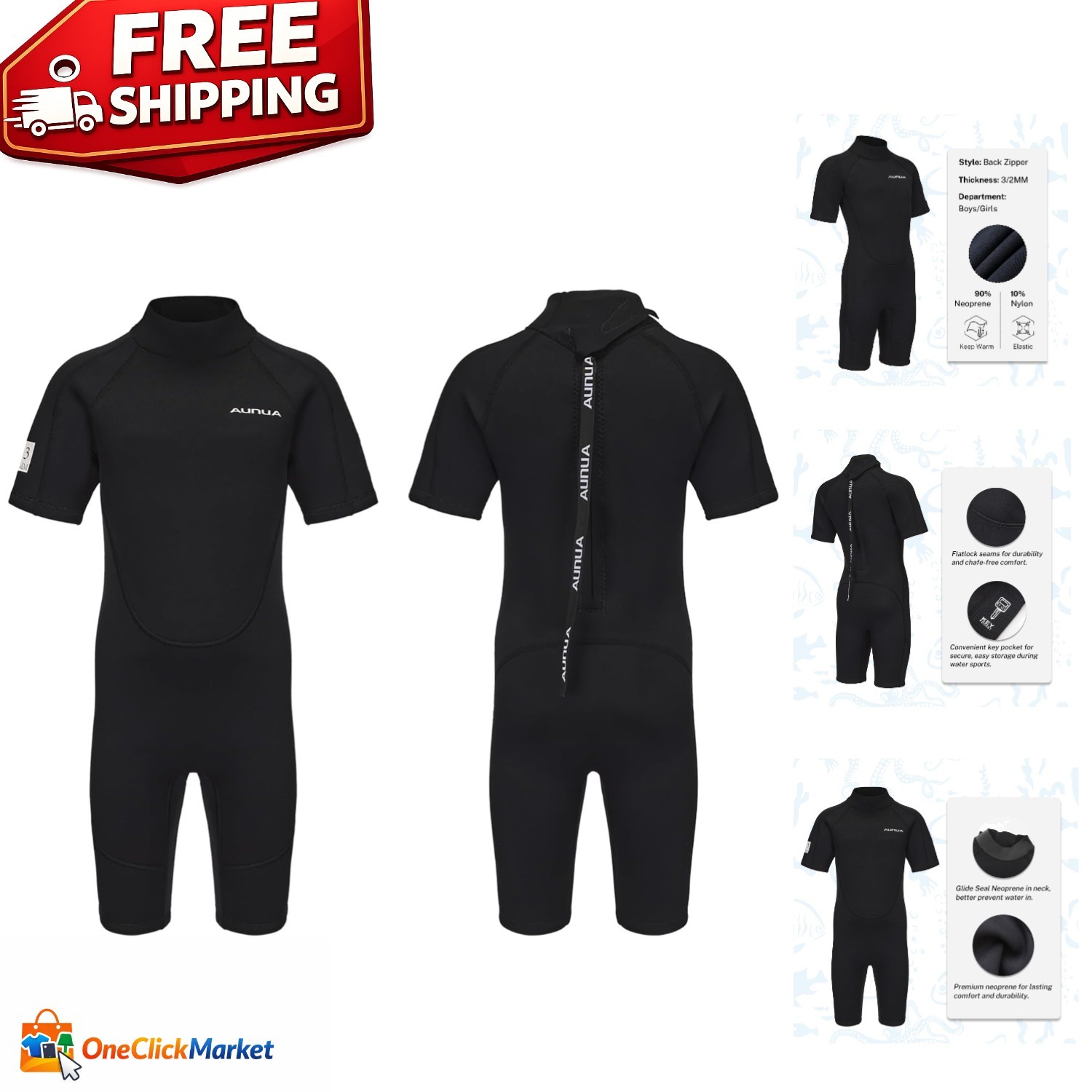 Flexible 3mm Youth Wetsuit – Comfort & Safety for Diving, Surfing & Swimming