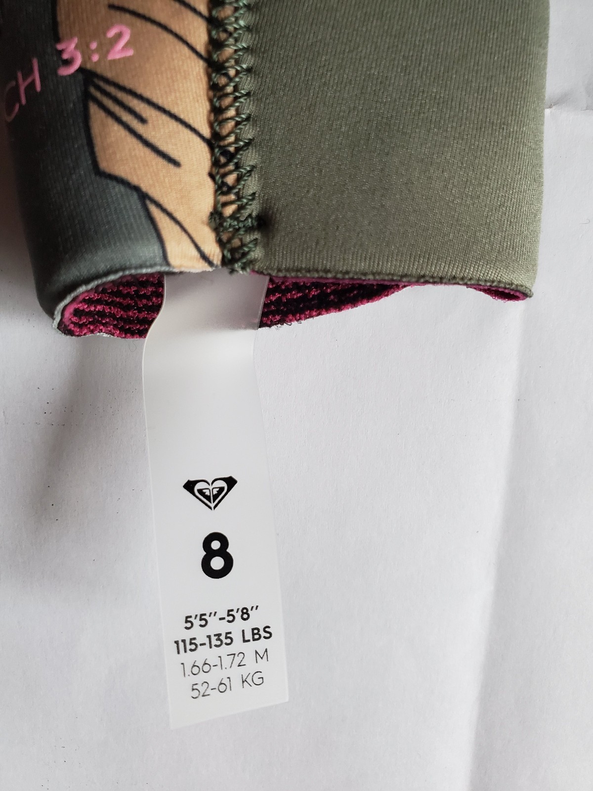 Roxy 3/2mm Elite Chest Zip Womens Wetsuit Size 8 Black Floral $400 New With Tags