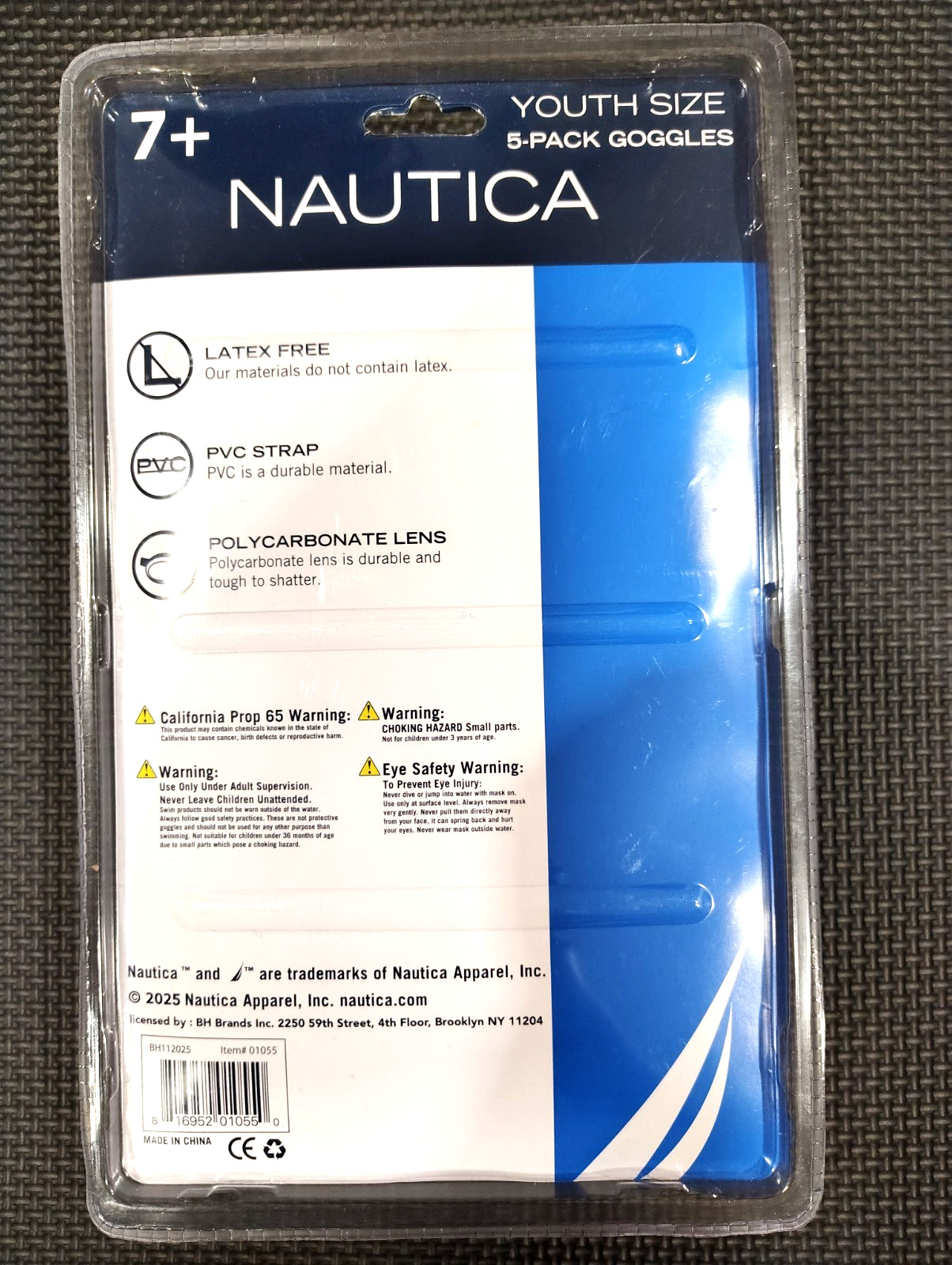 Nautica Youth Swim Goggles 5‑Pack – Ages 7+ – Polycarbonate Lens – Latex Free