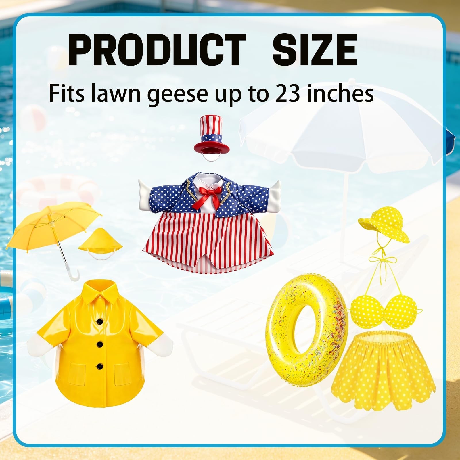 3 Set Raincoat Hawaiian Swimming 4th of July Porch Goose Outfits Summer Holid…
