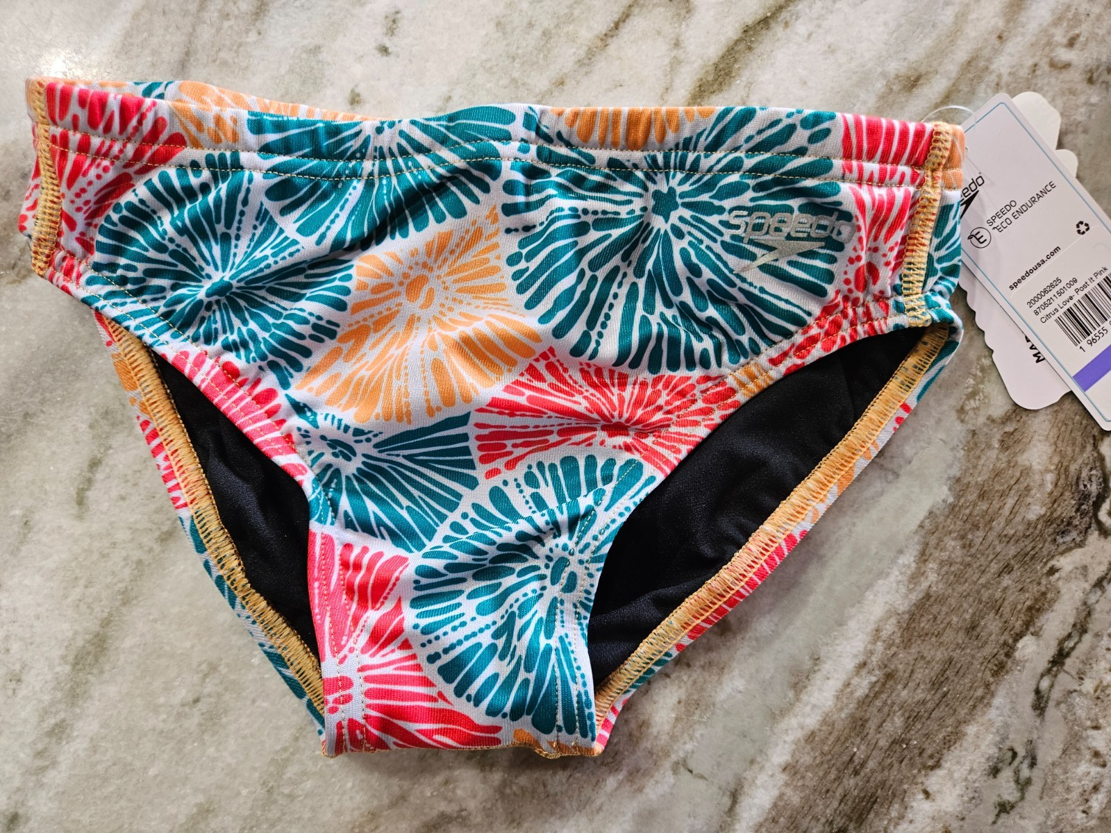 Speedo Eco Endurance REPREVE Vibe Collection Citrus Swim Brief Size 26 FREE SHIP